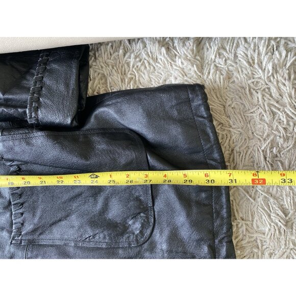 Vintage Jacqueline Ferrar Coat Boxy Leather Large Hooded Womens Black Unisex - Picture 8 of 9